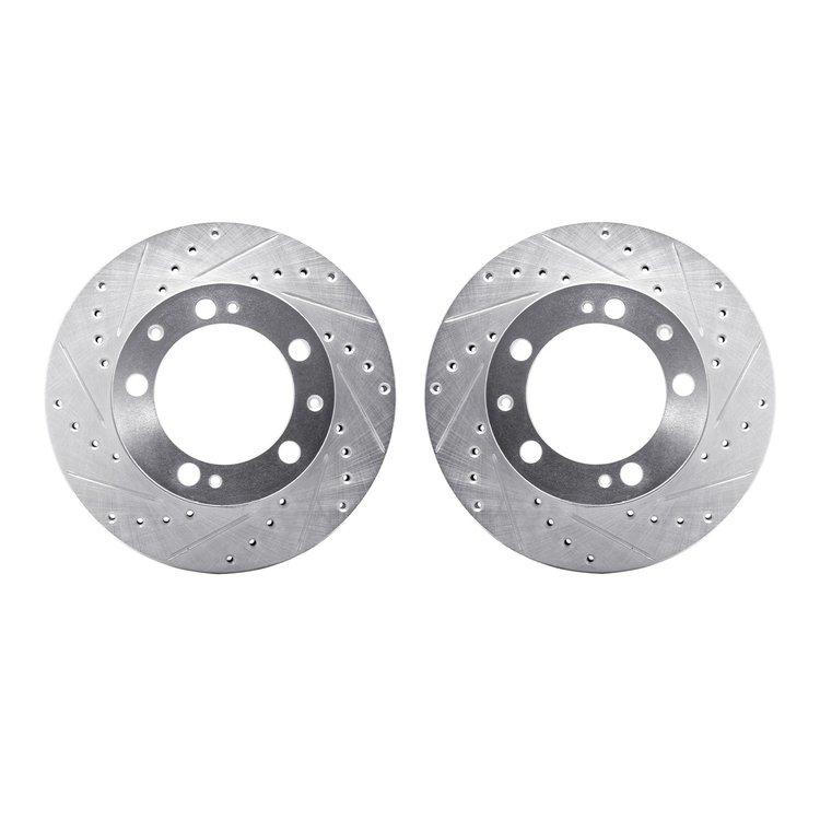 7002-02012 Drilled/Slotted Brake Rotors [Silver], 1987-1989 Porsche, Position: Front