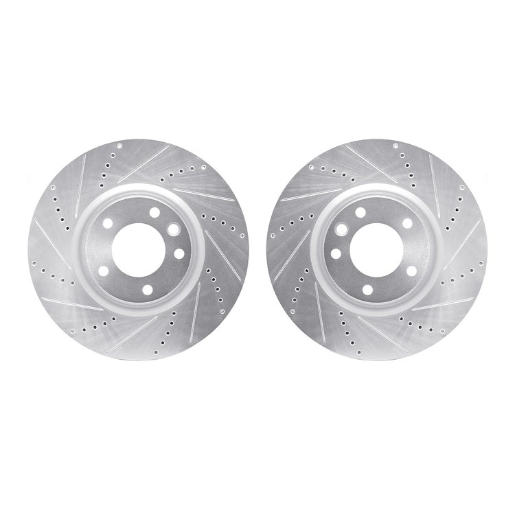7002-02018 Drilled/Slotted Brake Rotors [Silver], 2008-2009 Multiple Makes/Models, Position: Front