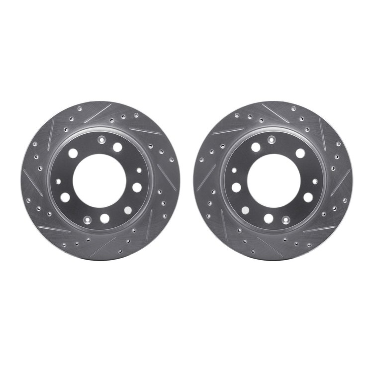 7002-02027 Drilled/Slotted Brake Rotors [Silver], 1969-1983 Porsche, Position: Rear