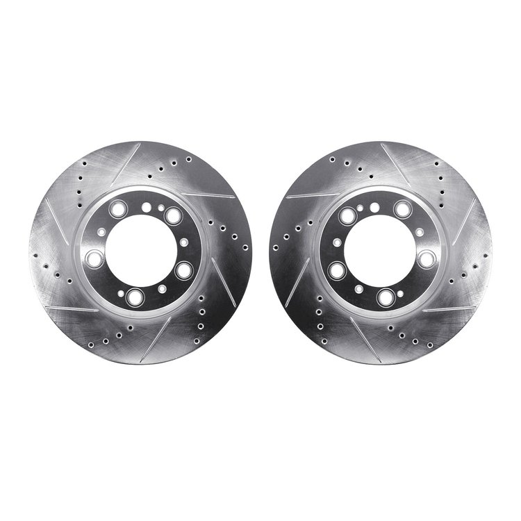 7002-02033 Drilled/Slotted Brake Rotors [Silver], 1999-2021 Porsche, Position: Rear