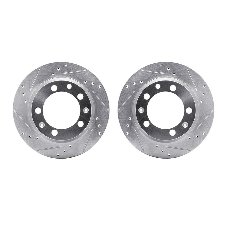 7002-02038 Drilled/Slotted Brake Rotors [Silver], 1977-1988 Porsche, Position: Rear