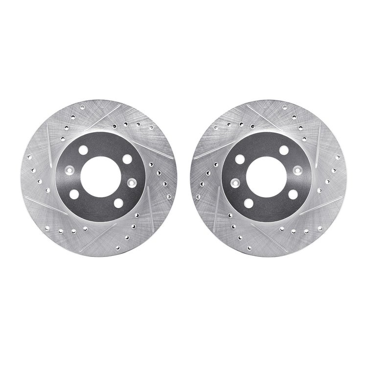 7002-03000 Drilled/Slotted Brake Rotors [Silver], 2006-2012 Multiple Makes/Models, Position: Front