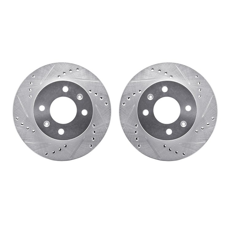 7002-03002 Drilled/Slotted Brake Rotors [Silver], 2003-2006 Multiple Makes/Models, Position: Front