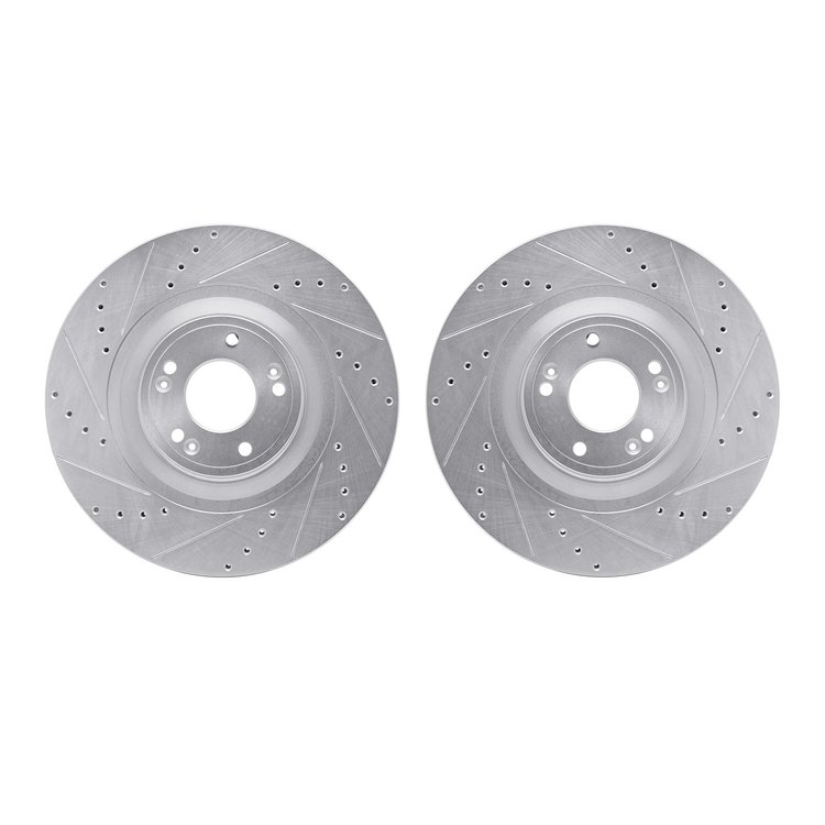 7002-03004 Drilled/Slotted Brake Rotors [Silver], 2012-2017 Kia/Hyundai/Genesis, Position: Front
