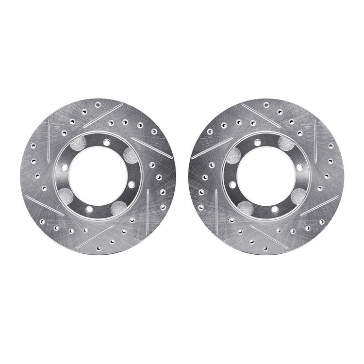 7002-03007 Drilled/Slotted Brake Rotors [Silver], 1987-1999 Multiple Makes/Models, Position: Front