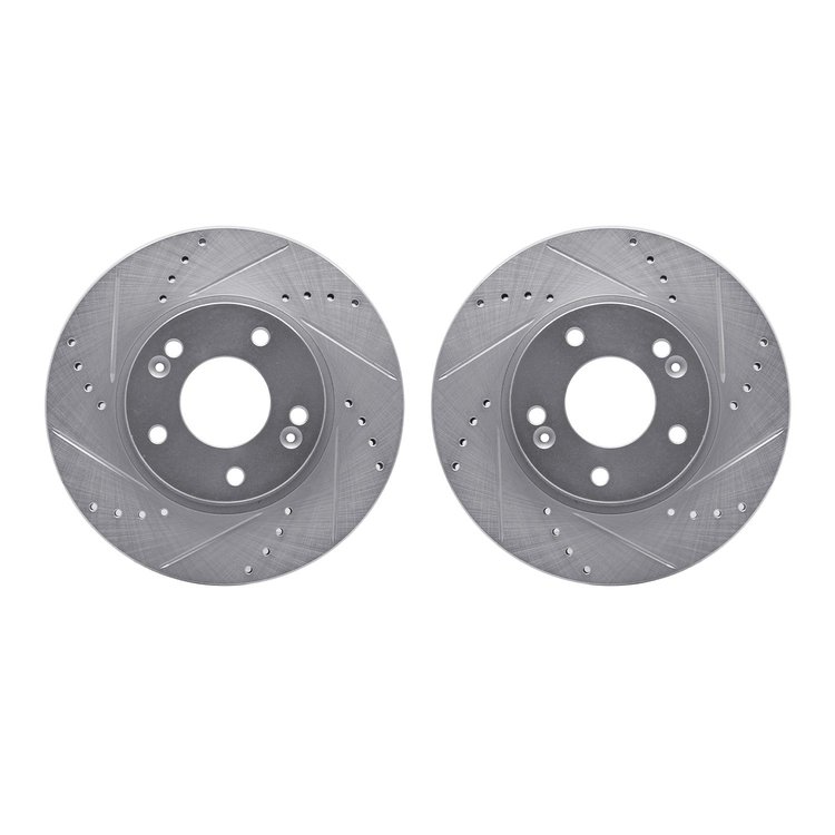 7002-03015 Drilled/Slotted Brake Rotors [Silver], Fits Select Kia/Hyundai/Genesis, Position: Front