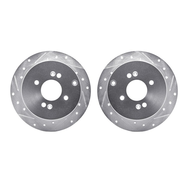 7002-03034 Drilled/Slotted Brake Rotors [Silver], 2006-2012 Multiple Makes/Models, Position: Rear