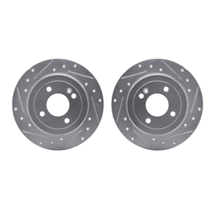 7002-03035 Drilled/Slotted Brake Rotors [Silver], Fits Select Multiple Makes/Models, Position: Rear