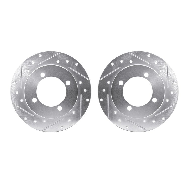 7002-03040 Drilled/Slotted Brake Rotors [Silver], 1994-1996 Kia/Hyundai/Genesis, Position: Rear