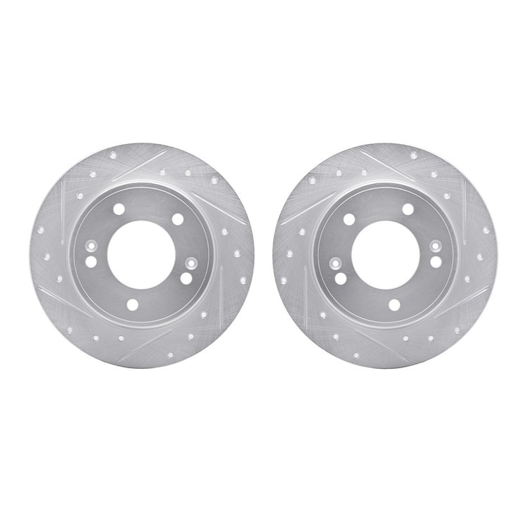 7002-03044 Drilled/Slotted Brake Rotors [Silver], Fits Select Kia/Hyundai/Genesis, Position: Rear