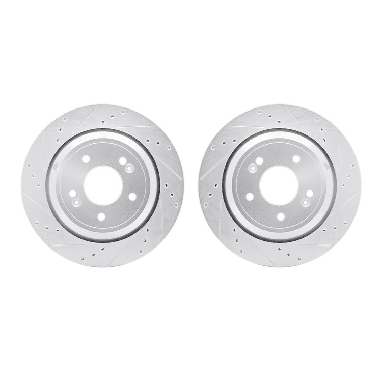 7002-03045 Drilled/Slotted Brake Rotors [Silver], 2011-2017 Kia/Hyundai/Genesis, Position: Rear