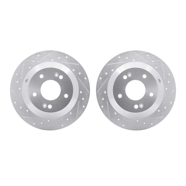 7002-03053 Drilled/Slotted Brake Rotors [Silver], 2010-2021 Kia/Hyundai/Genesis, Position: Rear
