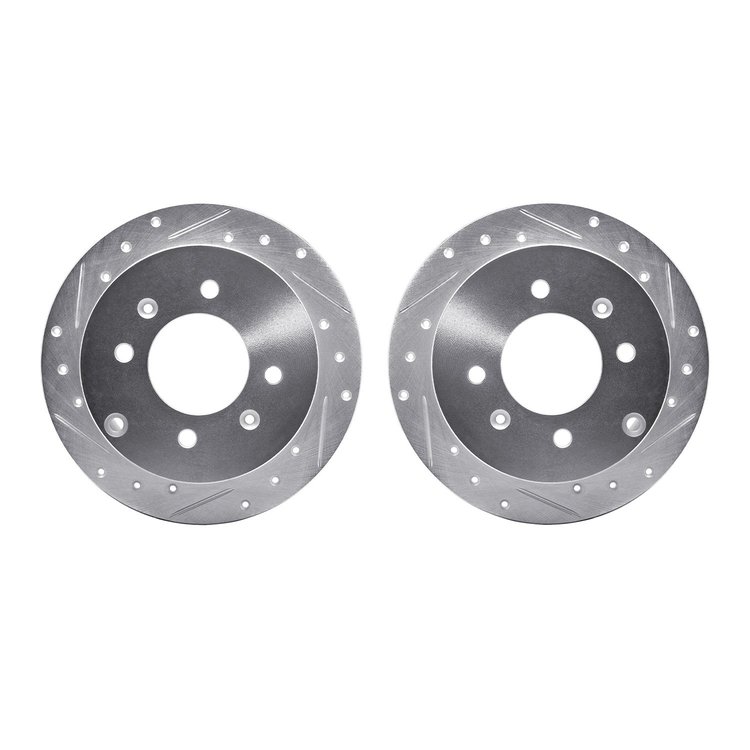 7002-03056 Drilled/Slotted Brake Rotors [Silver], 1999-2006 Kia/Hyundai/Genesis, Position: Rear