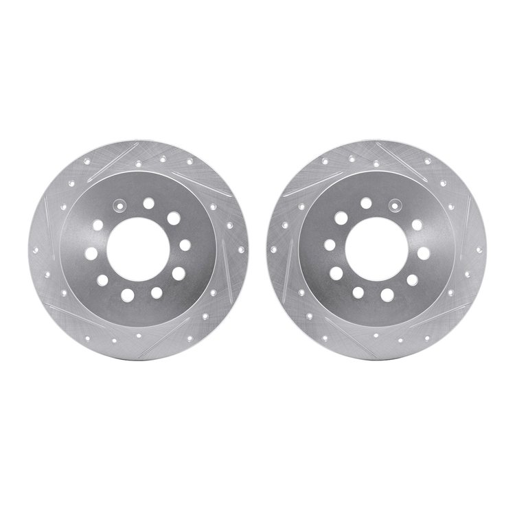 7002-03059 Drilled/Slotted Brake Rotors [Silver], 2007-2008 Kia/Hyundai/Genesis, Position: Rear
