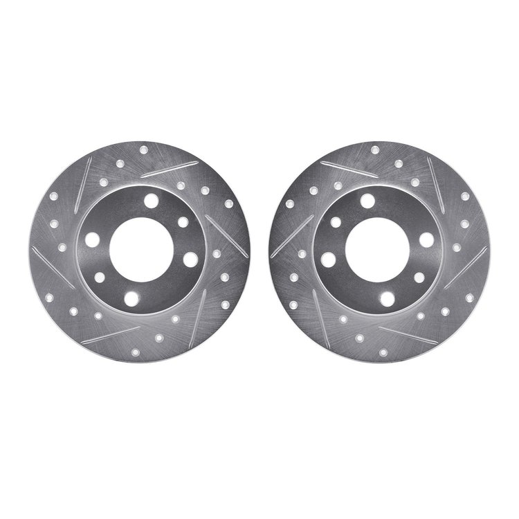 7002-07000 Drilled/Slotted Brake Rotors [Silver], 1966-1992 Multiple Makes/Models, Position: Front, Rear
