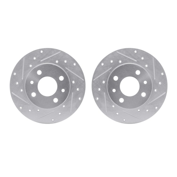 7002-07004 Drilled/Slotted Brake Rotors [Silver], 2009-2019 Mopar, Position: Rear