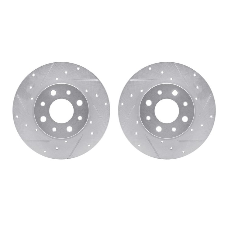 7002-07005 Drilled/Slotted Brake Rotors [Silver], 2013-2019 Mopar, Position: Rear