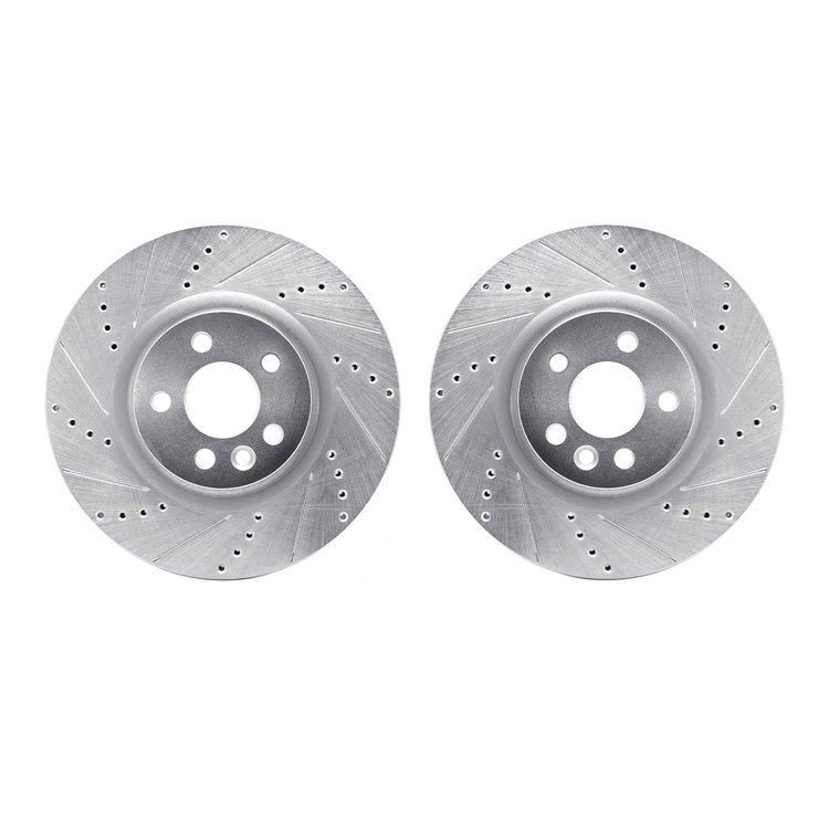 7002-11000 Drilled/Slotted Brake Rotors [Silver], 2015-2019 Multiple Makes/Models, Position: Front