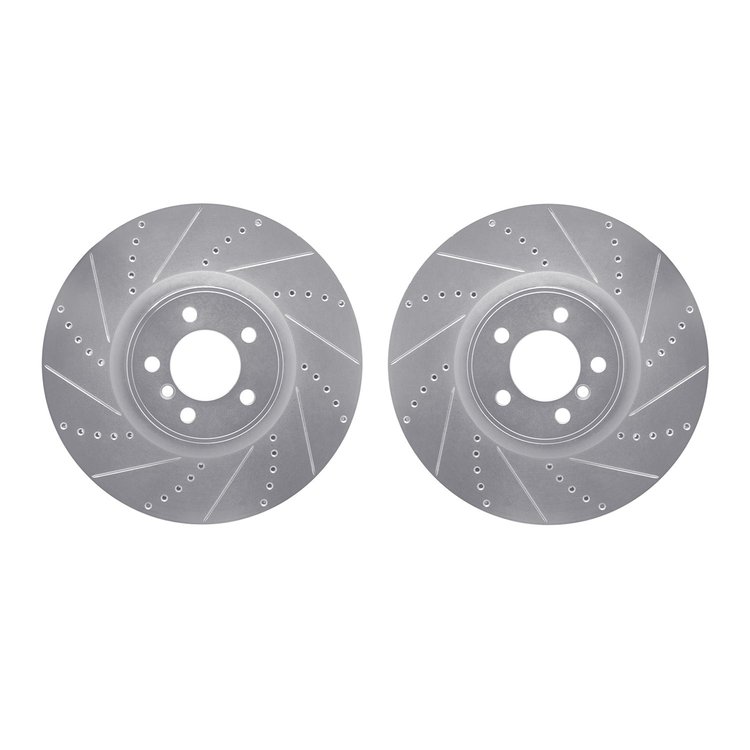 7002-11015 Drilled/Slotted Brake Rotors [Silver], 2010-2012 Land Rover, Position: Front