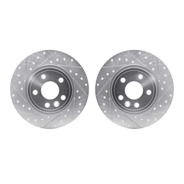 7002-11019 Drilled/Slotted Brake Rotors [Silver], 2015-2020 Multiple Makes/Models, Position: Rear