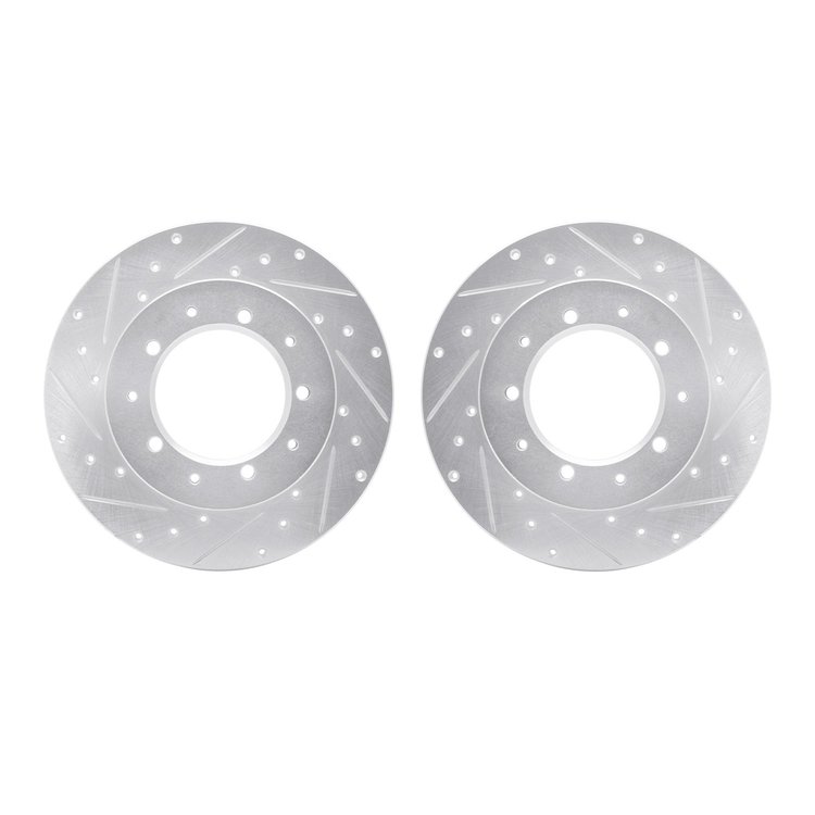 7002-11020 Drilled/Slotted Brake Rotors [Silver], 1974-2016 Land Rover, Position: Rear