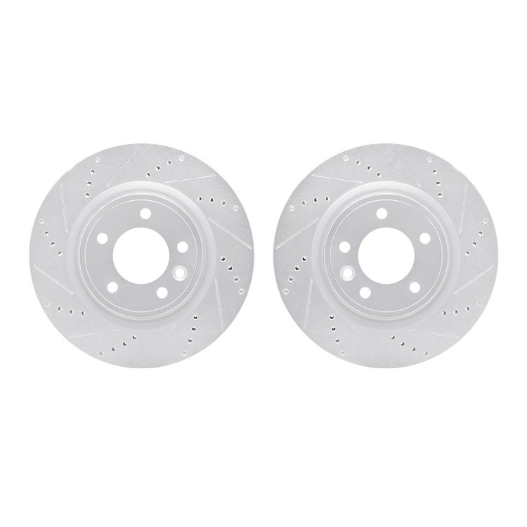 7002-11023 Drilled/Slotted Brake Rotors [Silver], 2018-2020 Land Rover, Position: Rear