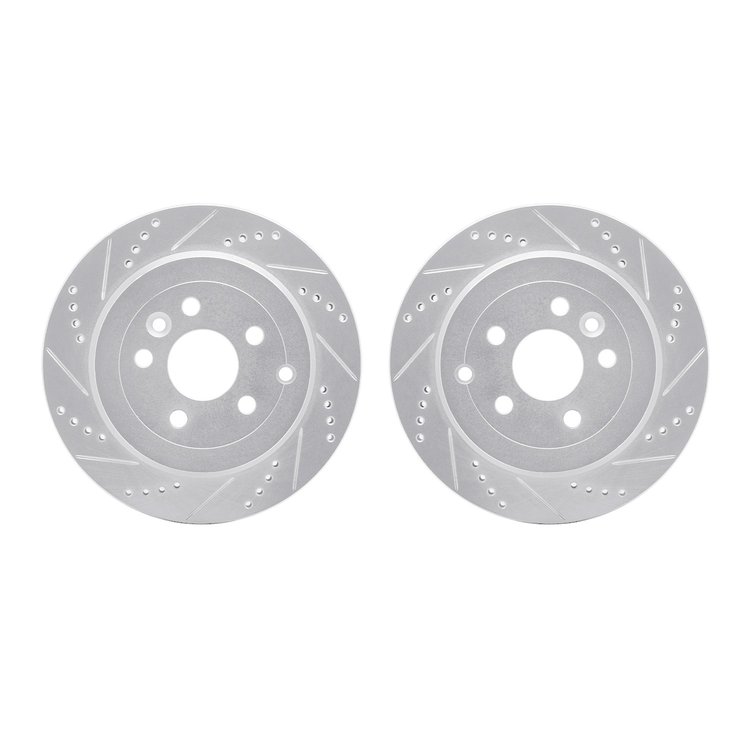 7002-11026 Drilled/Slotted Brake Rotors [Silver], 2008-2012 Land Rover, Position: Rear