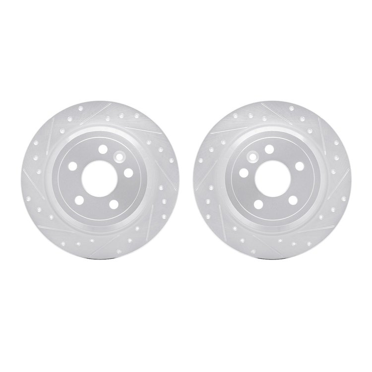 7002-11027 Drilled/Slotted Brake Rotors [Silver], 2013-2015 Land Rover, Position: Rear
