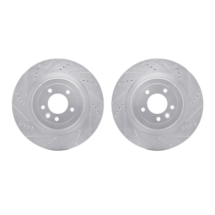 7002-11033 Drilled/Slotted Brake Rotors [Silver], Fits Select Land Rover, Position: Rear