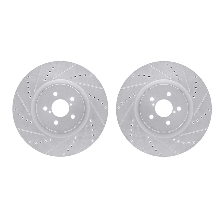 7002-13008 Drilled/Slotted Brake Rotors [Silver], 2003-2020 Multiple Makes/Models, Position: Front
