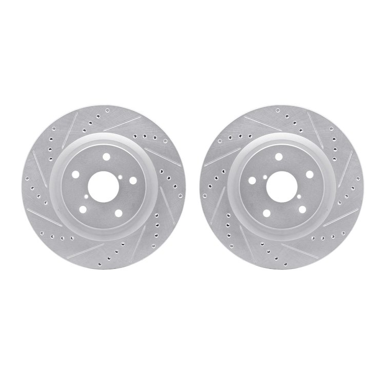 7002-13013 Drilled/Slotted Brake Rotors [Silver], Fits Select Subaru, Position: Front