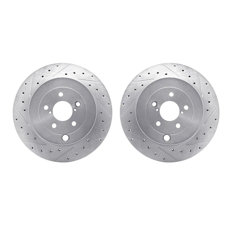 7002-13031 Drilled/Slotted Brake Rotors [Silver], 2017-2020 Multiple Makes/Models, Position: Rear