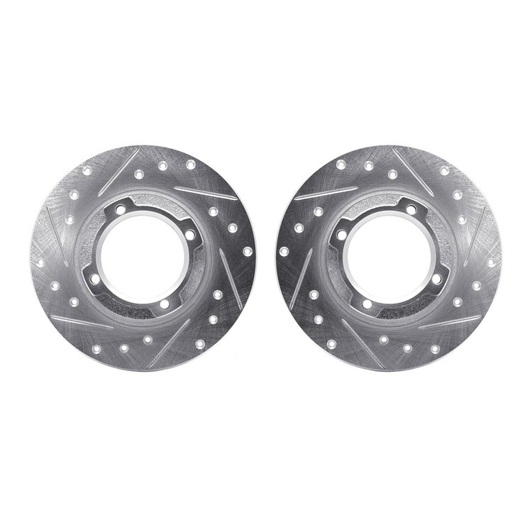 7002-13036 Drilled/Slotted Brake Rotors [Silver], 1985-1991 Subaru, Position: Rear