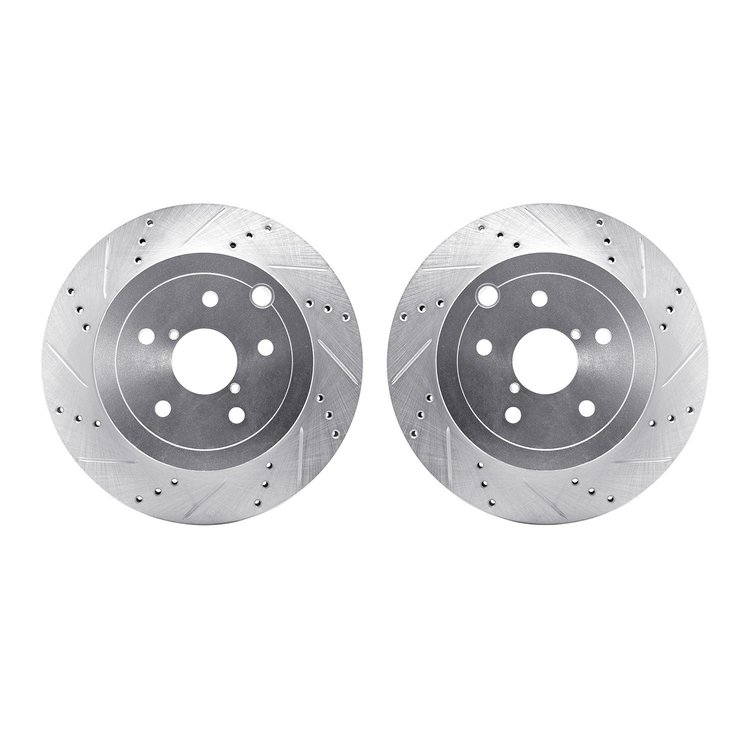 7002-13040 Drilled/Slotted Brake Rotors [Silver], 2008-2020 Subaru, Position: Rear