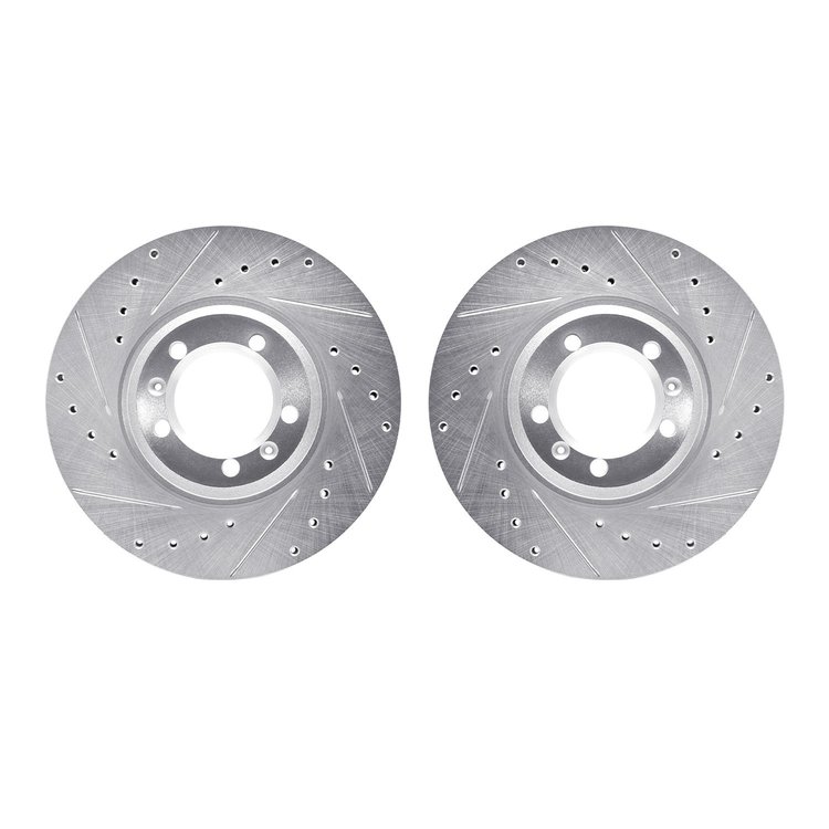 7002-16004 Drilled/Slotted Brake Rotors [Silver], 1981-1989 Alfa Romeo, Position: Front
