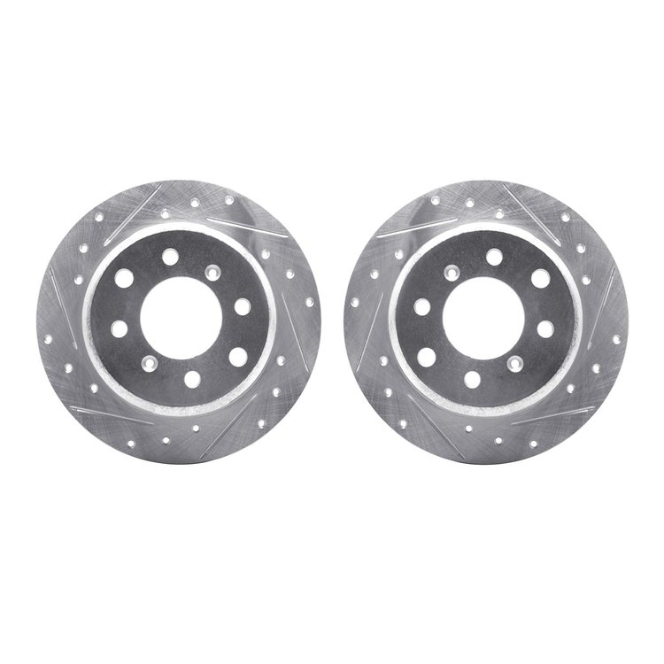 7002-16007 Drilled/Slotted Brake Rotors [Silver], 1964-1994 Alfa Romeo, Position: Rear