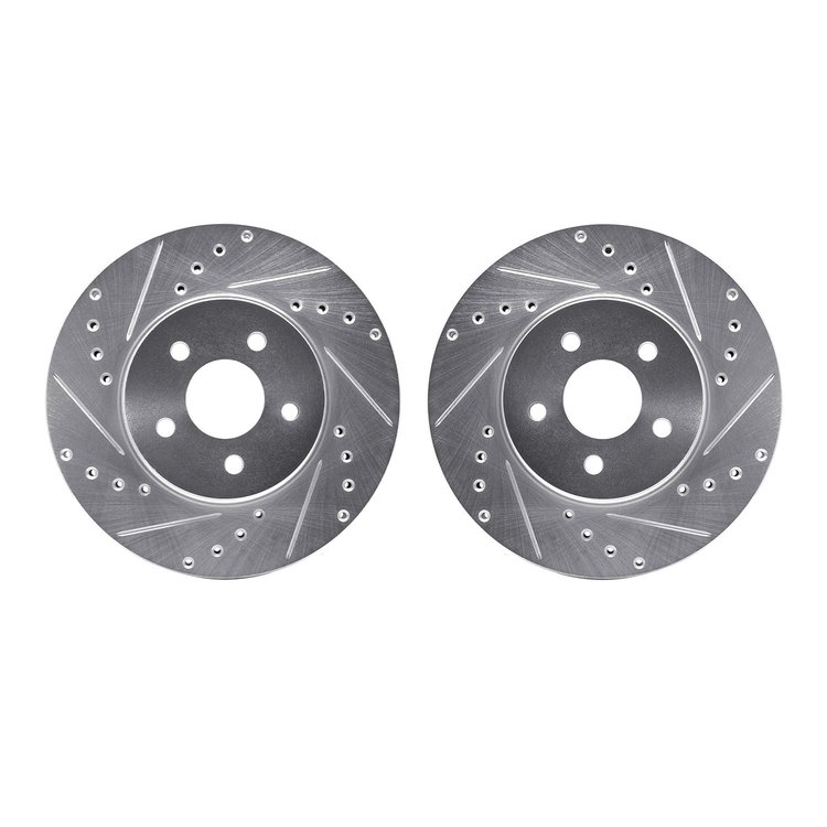 7002-20000 Drilled/Slotted Brake Rotors [Silver], 2001-2008 Multiple Makes/Models, Position: Front