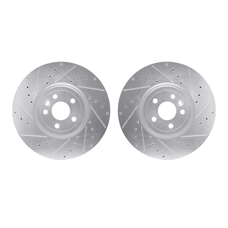 7002-20003 Drilled/Slotted Brake Rotors [Silver], 2017-2020 Multiple Makes/Models, Position: Front