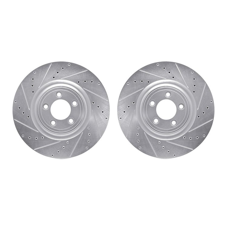 7002-20005 Drilled/Slotted Brake Rotors [Silver], 2006-2021 Jaguar, Position: Front