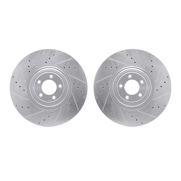 7002-20006 Drilled/Slotted Brake Rotors [Silver], Fits Select Jaguar, Position: Front