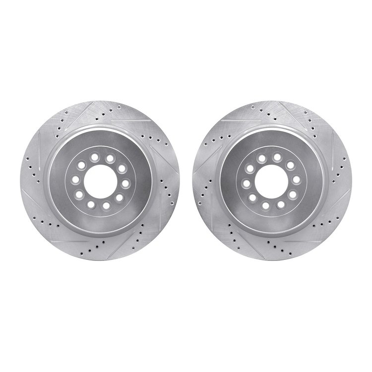 7002-20008 Drilled/Slotted Brake Rotors [Silver], 2003-2005 Jaguar, Position: Front