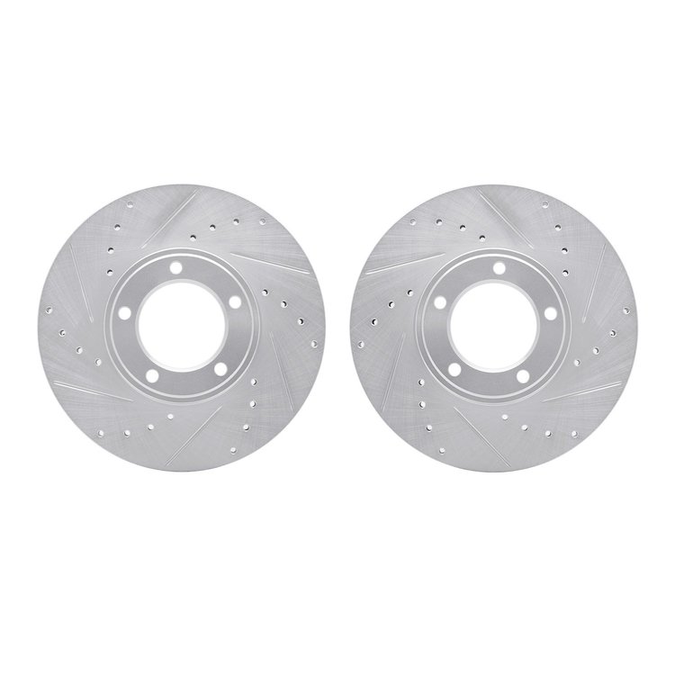 7002-20011 Drilled/Slotted Brake Rotors [Silver], 1971-1997 Jaguar, Position: Front