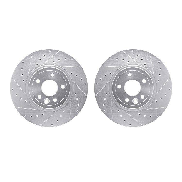 7002-20016 Drilled/Slotted Brake Rotors [Silver], 2017-2020 Jaguar, Position: Front