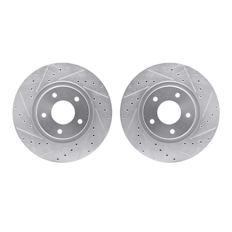 7002-20020 Drilled/Slotted Brake Rotors [Silver], 1998-2006 Jaguar, Position: Front