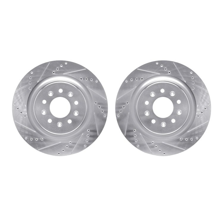 7002-20021 Drilled/Slotted Brake Rotors [Silver], 2000-2006 Jaguar, Position: Front