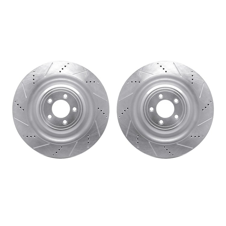 7002-20022 Drilled/Slotted Brake Rotors [Silver], 2008-2009 Jaguar, Position: Front