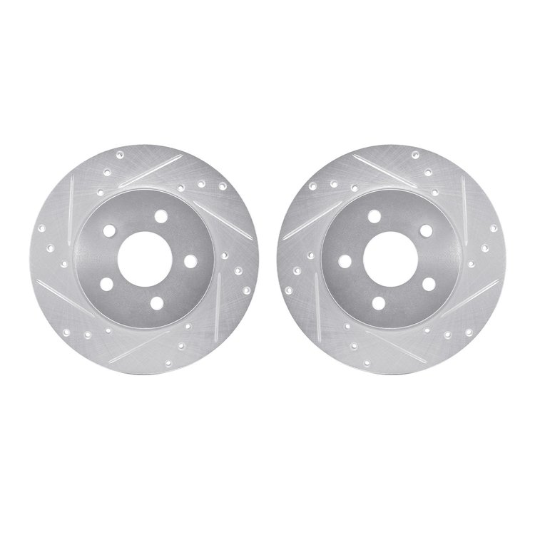 7002-20023 Drilled/Slotted Brake Rotors [Silver], 2001-2008 Multiple Makes/Models, Position: Rear
