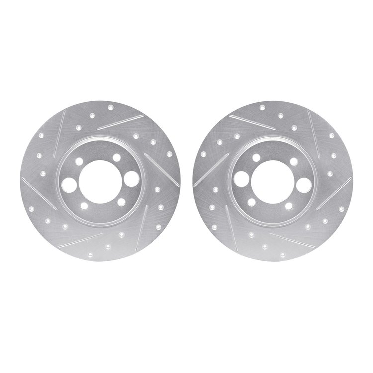 7002-20024 Drilled/Slotted Brake Rotors [Silver], 1962-1987 Jaguar, Position: Rear