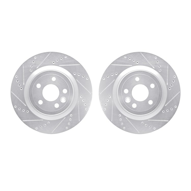 7002-20025 Drilled/Slotted Brake Rotors [Silver], 2017-2020 Multiple Makes/Models, Position: Rear