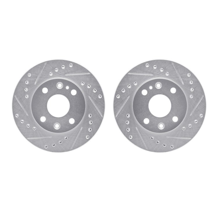 7002-21000 Drilled/Slotted Brake Rotors [Silver], 1994-2002 Multiple Makes/Models, Position: Front